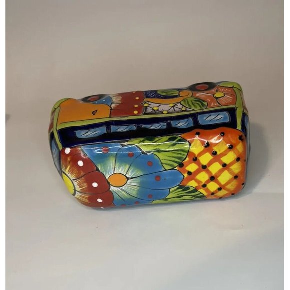 Talavera Hippie Retro Bus Wagon Mexican Pottery Folk Art Home Decor 6.5” Long - Picture 6 of 9